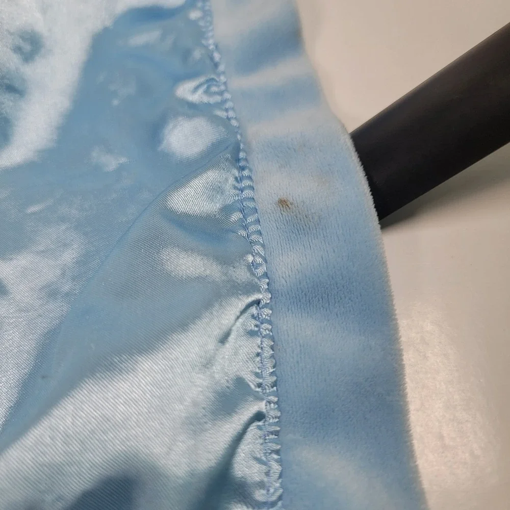 Carters‎ Baby Blue Elephant Lovey Rattle Security Velour Blanket Satin Lined